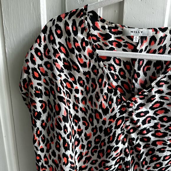 Milly Animal Print Silk Top - Picture 4 of 8